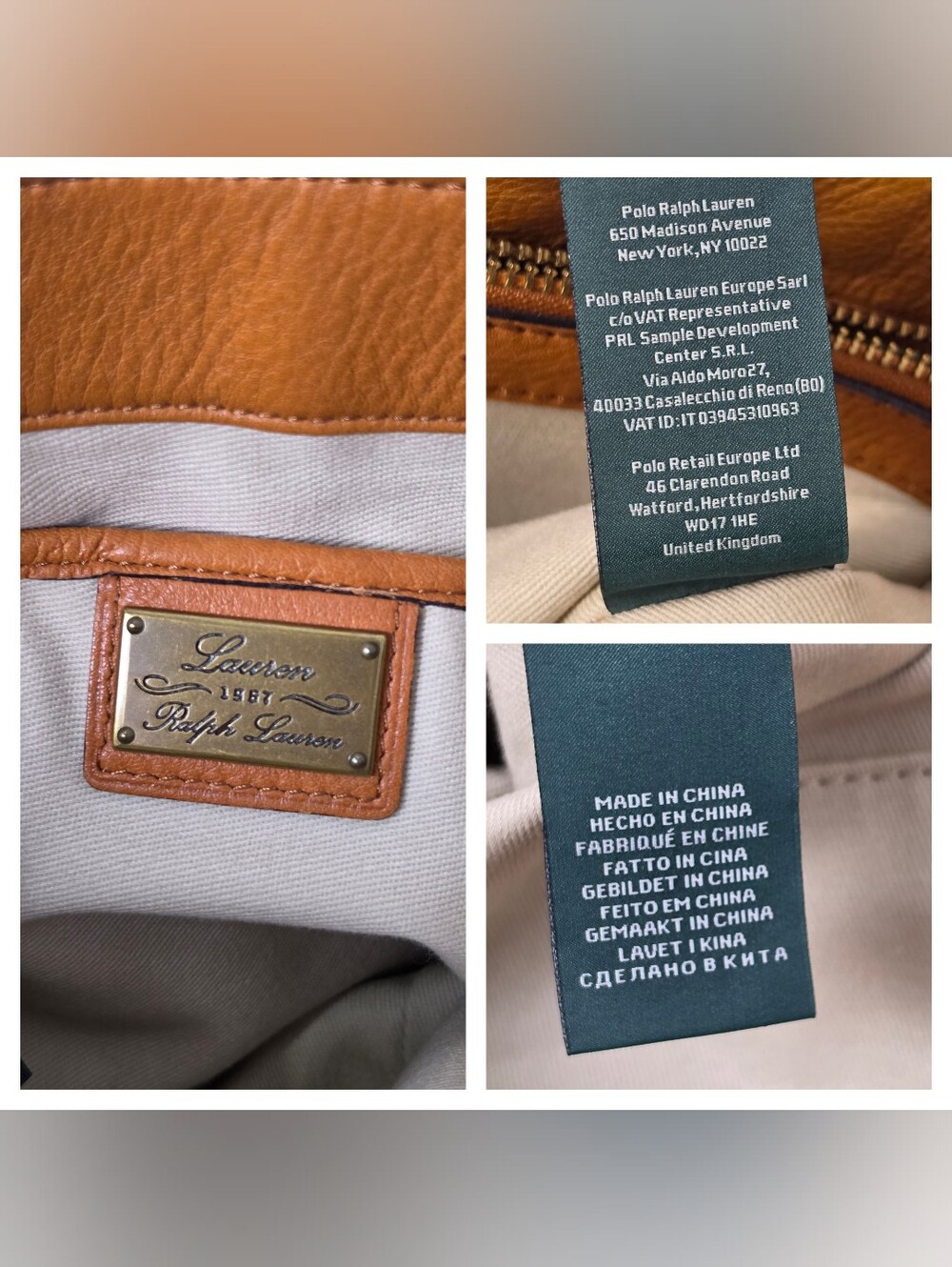 Ralph Lauren Leather Heritage Logo Cognac Tote Satchel Bag - Picture 8 of 16